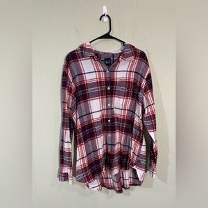 GAP red and white plaid button up long sleeve shirt xxl 2x